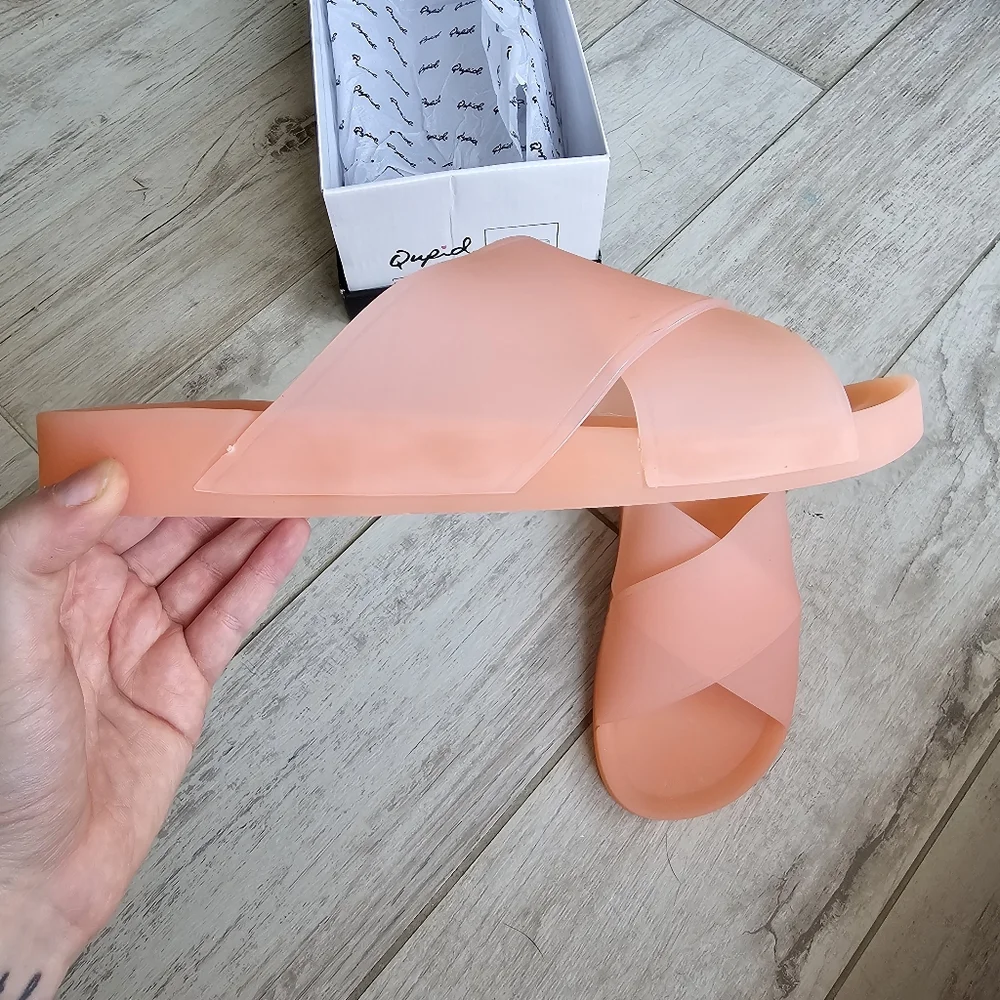 NWT Qupid | Frosted Peach Slides - Picture 3 of 7